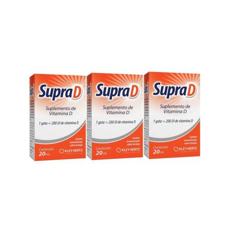 Supra D Suplemento De Vitamina D 3x20ml Menor preço em Supra D Suplemento De Vitamina D 3x20ml