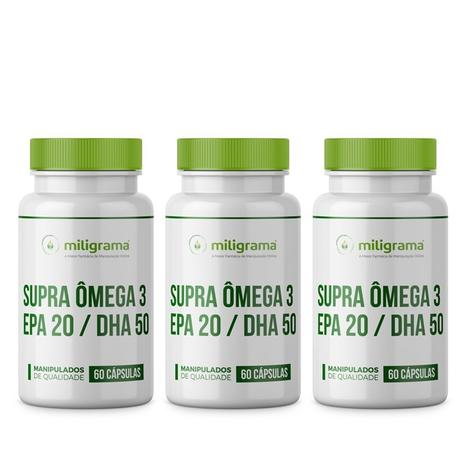 Supra Omega 3 1000mg EPA 20 DHA 50 (3 UND) - Miligrama Menor preço em Supra Omega 3 1000mg EPA 20 DHA 50 (3 UND) - Miligrama