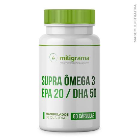 Supra Omega 3 1000mg EPA 20 DHA 50 - 60 cápsulas - Miligrama Menor preço em Supra Omega 3 1000mg EPA 20 DHA 50 - 60 cápsulas - Miligrama