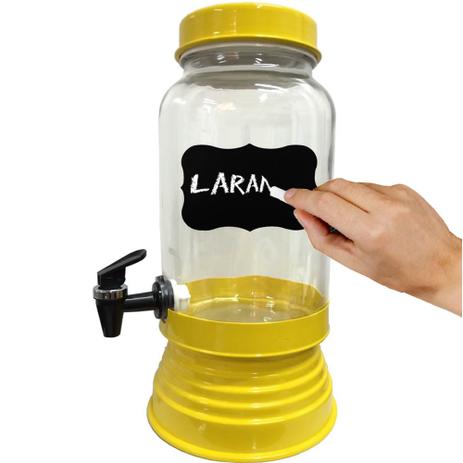 Suqueira De Vidro C/ Dispenser 3250ml Amarela + Lousa e Giz - Alumiart Menor preço em Suqueira De Vidro C/ Dispenser 3250ml Amarela + Lousa e Giz - Alumiart
