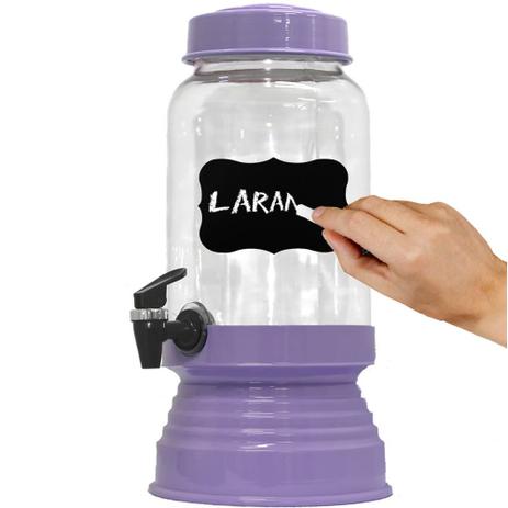 Suqueira De Vidro C/ Dispenser 3250ml Lilás Claro+ Lousa Giz - Alumiart Menor preço em Suqueira De Vidro C/ Dispenser 3250ml Lilás Claro+ Lousa Giz - Alumiart