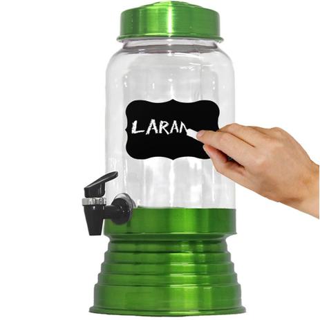 Suqueira De Vidro C/ Dispenser 3250ml Verde Verniz + Lousa e Giz - Alumiart Menor preço em Suqueira De Vidro C/ Dispenser 3250ml Verde Verniz + Lousa e Giz - Alumiart