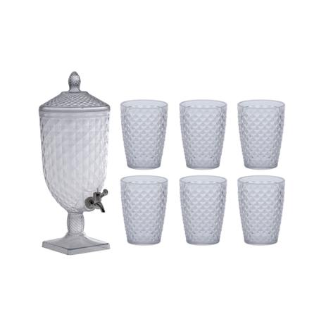 Suqueira Dispenser Suco, Agua, Chá 5Lts + 6 Copos 500ml Transparente - Paramount Plásticos Menor preço em Suqueira Dispenser Suco, Agua, Chá 5Lts + 6 Copos 500ml Transparente - Paramount Plásticos