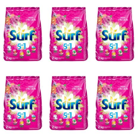 Surf Rosas E Flor De Lis Detergente Em Pó 2kg (Kit C/06) Menor preço em Surf Rosas E Flor De Lis Detergente Em Pó 2kg (Kit C/06)
