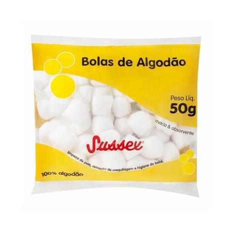 Sussex Algodão Bolas Branca 50g Menor preço em Sussex Algodão Bolas Branca 50g