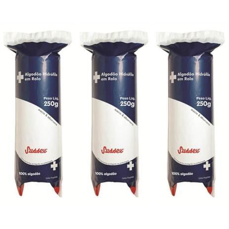Sussex Algodão Rolo 250g (Kit C/03) Menor preço em Sussex Algodão Rolo 250g (Kit C/03)