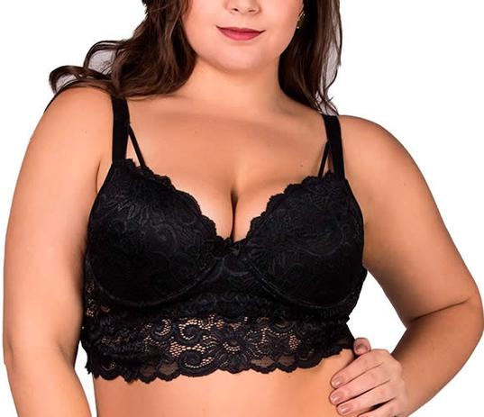 Sutiã Cropped Plus Size Strappy Preto de Renda com Bojo Preto - PL275-PL274 - Estilo sedutor Menor preço em Sutiã Cropped Plus Size Strappy Preto de Renda com Bojo Preto - PL275-PL274 - Estilo sedutor