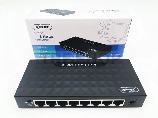 Switch 8 Portas 10/100 Mbps Lan Rede 100mbps Knup Kp-e07 Menor preço em Switch 8 Portas 10/100 Mbps Lan Rede 100mbps Knup Kp-e07