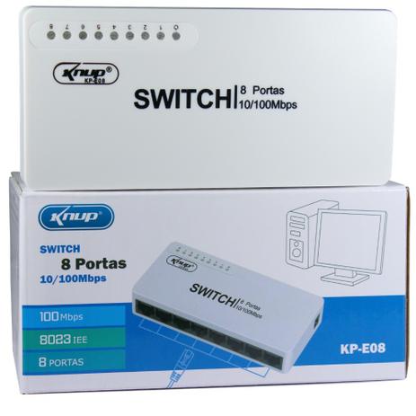 Switch 8 Portas Kp-e08 Knup 10/100mbps Hub Rede Menor preço em Switch 8 Portas Kp-e08 Knup 10/100mbps Hub Rede