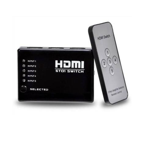 Switch Chaveador Hdmi 5x1 - V.1.4 Com Controle Remoto - Knup Menor preço em Switch Chaveador Hdmi 5x1 - V.1.4 Com Controle Remoto - Knup