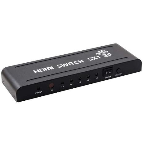 Switch HDMI 1.4 3D 5x1 c/ Controle Sumay SM-SW05 Menor preço em Switch HDMI 1.4 3D 5x1 c/ Controle Sumay SM-SW05