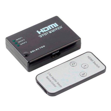 Switch HDMI/HDTV 3X1 c/ Controle - Tomate Menor preço em Switch HDMI/HDTV 3X1 c/ Controle - Tomate