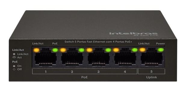 Switch Intelbras Sf 500 Poe 5 Portas Fast Com 4 Portas Poe Menor preço em Switch Intelbras Sf 500 Poe 5 Portas Fast Com 4 Portas Poe