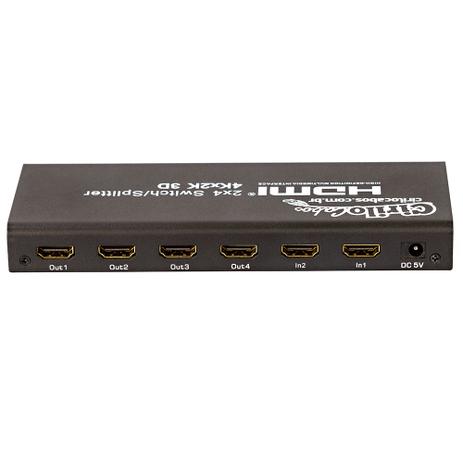 Switch/Splitter Matrix 2x4 HDMI 3D Full HD - Cirilo cabos Menor preço em Switch/Splitter Matrix 2x4 HDMI 3D Full HD - Cirilo cabos