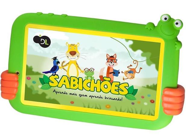 Tablet Infantil Sabichões DL Kids TX386BVD Tela de 7” Android 7 Nougat 8GB RAM 1GB RAM - Branco Com Capa de Sapo Verde Menor preço em Tablet Infantil Sabichões DL Kids TX386BVD Tela de 7” Android 7 Nougat 8GB RAM 1GB RAM - Branco Com Capa de Sapo Verde