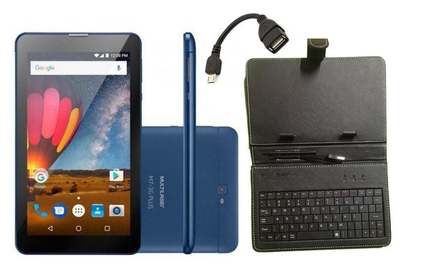 Tablet M7 3G Plus Azul 2 Chips Capa com Teclado e Cabo OTG - Multilaser Menor preço em Tablet M7 3G Plus Azul 2 Chips Capa com Teclado e Cabo OTG - Multilaser