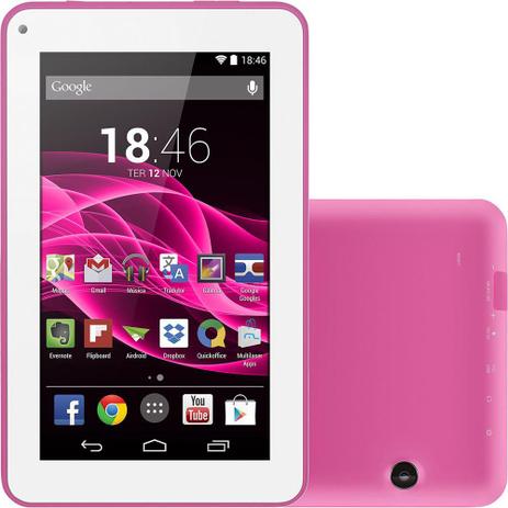 Tablet Multilaser M7s Rosa 3G Wi-Fi Android 4.4 Quad Core Tela 7 8GB Câmera NB186 Menor preço em Tablet Multilaser M7s Rosa 3G Wi-Fi Android 4.4 Quad Core Tela 7 8GB Câmera NB186