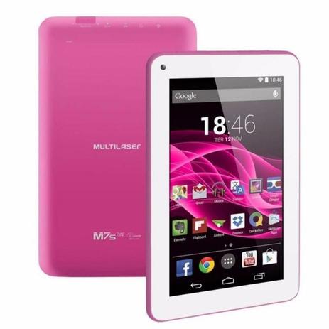 Tablet Multilaser M7S Rosa Quad Core Android 4.4 Wi-Fi Tela 7” 8GB - NB186 Menor preço em Tablet Multilaser M7S Rosa Quad Core Android 4.4 Wi-Fi Tela 7” 8GB - NB186
