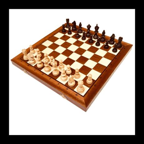 Jogo Xadrez Tabuleiro Madeira Luxo Dobrável Chess 24x24