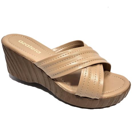 Tamanco Anabela Plataforma Azaleia Lev - Bege - Tamanco Feminino - Magazine Luiza