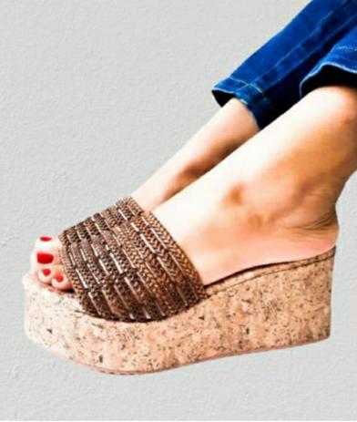 Tamanco Delazari Salto Plataforma Trança Café e Fachete Cortiça - Tamanco  Feminino - Magazine Luiza