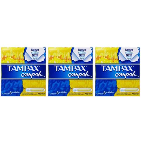 Tampax Compak Absorvente Íntimo Regular C/8 (Kit C/03) Menor preço em Tampax Compak Absorvente Íntimo Regular C/8 (Kit C/03)