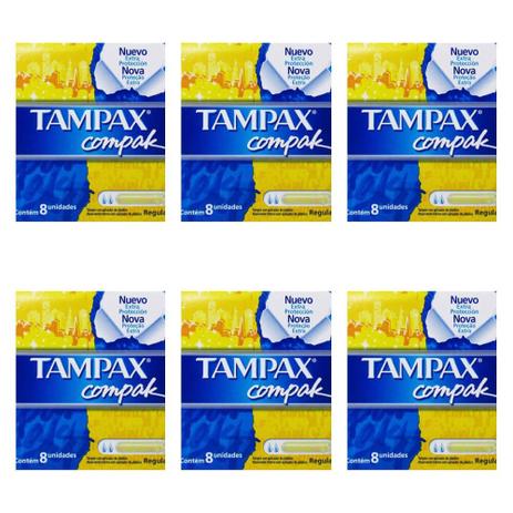 Tampax Compak Absorvente Íntimo Regular C/8 (Kit C/06) Menor preço em Tampax Compak Absorvente Íntimo Regular C/8 (Kit C/06)