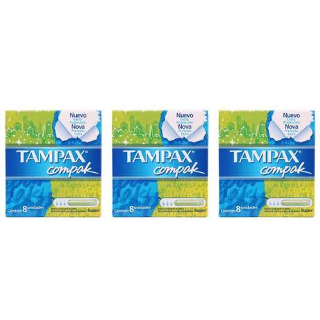 Tampax Compak Absorvente Íntimo Super C/8 (Kit C/03) Menor preço em Tampax Compak Absorvente Íntimo Super C/8 (Kit C/03)