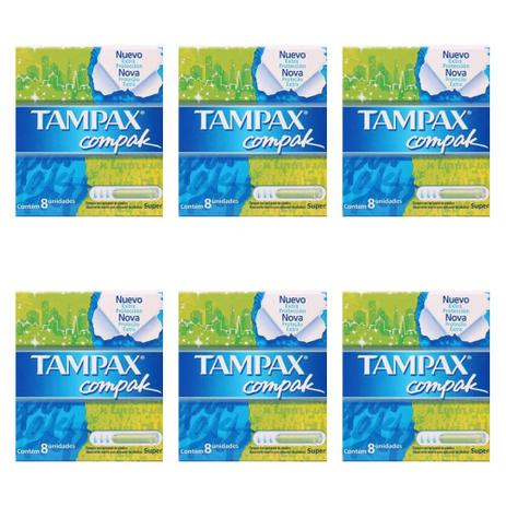 Tampax Compak Absorvente Íntimo Super C/8 (Kit C/06) Menor preço em Tampax Compak Absorvente Íntimo Super C/8 (Kit C/06)