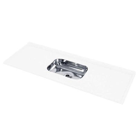 Tampo para Cozinha Bojo Inox Ecogranito 120cmx54cm Decoralita Branco Menor preço em Tampo para Cozinha Bojo Inox Ecogranito 120cmx54cm Decoralita Branco