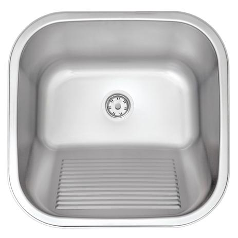 Tanque de encaixe em aço inox acetinado 40x40 cm Tramontina Menor preço em Tanque de encaixe em aço inox acetinado 40x40 cm Tramontina