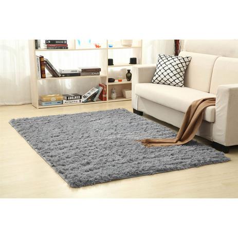 Tapete 100x150cm Cinza New Shaggy Camesa Menor preço em Tapete 100x150cm Cinza New Shaggy Camesa