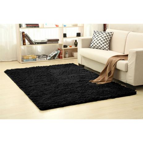 Tapete 100x150cm Preto New Shaggy Camesa Menor preço em Tapete 100x150cm Preto New Shaggy Camesa