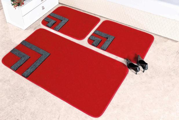 Tapete Antiderrapante KIT QUARTO VENEZA - VERMELHO - Guga tapetes Menor preço em Tapete Antiderrapante KIT QUARTO VENEZA - VERMELHO - Guga tapetes