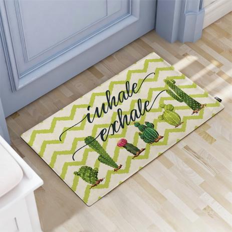 Tapete Capacho Decorativo 60x40cm Cactus Chevron - Synth decor Menor preço em Tapete Capacho Decorativo 60x40cm Cactus Chevron - Synth decor