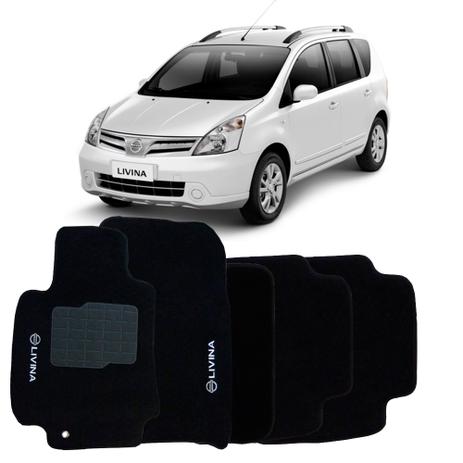 Tapete Carpete Nissan Livina Personalizado Preto com Logo Bordado - Requinte Menor preço em Tapete Carpete Nissan Livina Personalizado Preto com Logo Bordado - Requinte