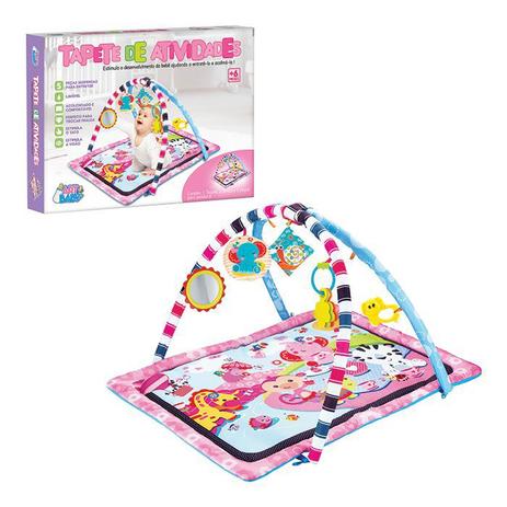 Tapete de Atividades Rosa para Bebês com Arco e Móbiles - Art baby Menor preço em Tapete de Atividades Rosa para Bebês com Arco e Móbiles - Art baby