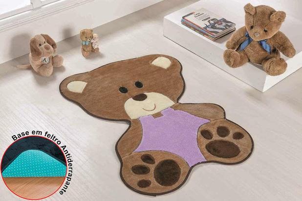 Tapete De Pelúcia Premium Bebê Urso Lilás - Guga tapetes Menor preço em Tapete De Pelúcia Premium Bebê Urso Lilás - Guga tapetes