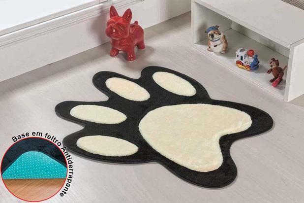 Tapete De Pelúcia Premium Patinha Preto - Guga tapetes Menor preço em Tapete De Pelúcia Premium Patinha Preto - Guga tapetes