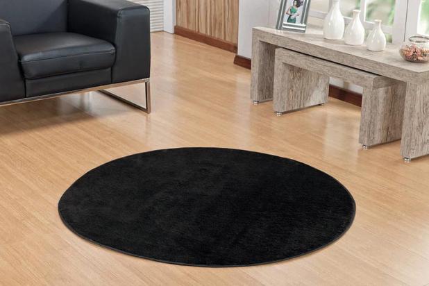 Tapete de Sala ou Quarto Redondo 1,10m de Pelúcia Preto - Guga tapetes Menor preço em Tapete de Sala ou Quarto Redondo 1,10m de Pelúcia Preto - Guga tapetes