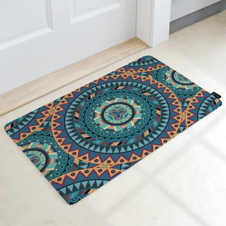 Tapete Decorativo 60x40cm Mandala Azul e Amarela - Synth decor Menor preço em Tapete Decorativo 60x40cm Mandala Azul e Amarela - Synth decor