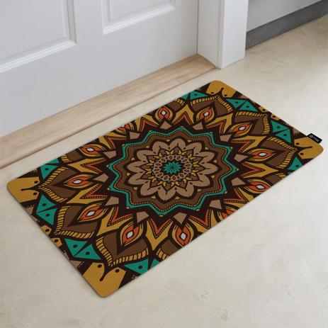 Tapete Decorativo 60x40cm Mandala Marrom Verde e Amarela - Synth decor Menor preço em Tapete Decorativo 60x40cm Mandala Marrom Verde e Amarela - Synth decor