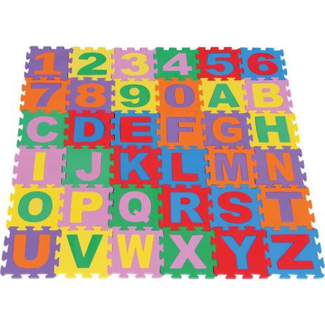 Tapete em EVA Alfanumerico 36PCS 16X16CM - Carlu Menor preço em Tapete em EVA Alfanumerico 36PCS 16X16CM - Carlu