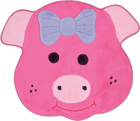 Tapete Em Formato De Porquinha Tamanho BIG 1,03m x 1,12m Pelúcia Com Fundo Emborrachado E.V.A. Pink - Santos  luan é boa?