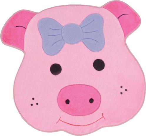 Tapete Em Formato De Porquinha Tamanho BIG 1,03m x 1,12m Pelúcia Com Fundo Emborrachado E.V.A. Rosa - Santos  luan é boa?