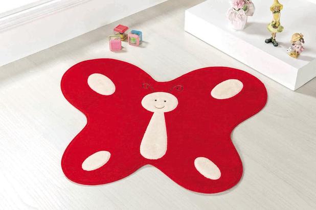 Tapete Infantil de Quarto Grande Borboleta Feliz Vermelho - Guga tapetes é boa?
