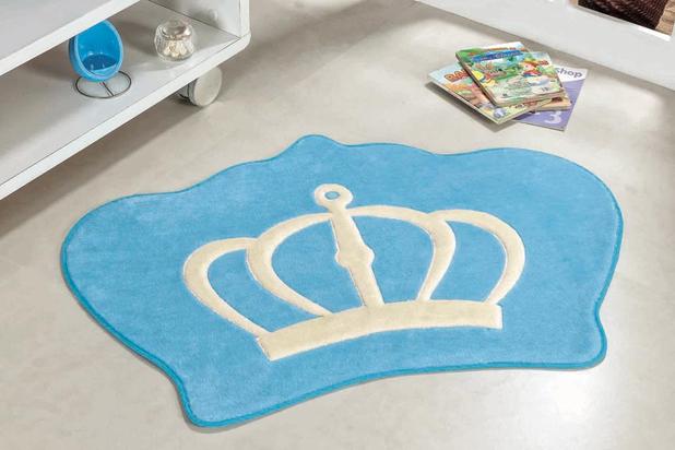 Tapete Infantil de Quarto Grande Formato Coroa Azul Claro - Guga tapetes é boa?