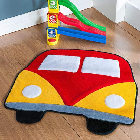Tapete Infantil Premium Kombi 50cmx75cm Guga Tapetes Vermelho Menor preço em Tapete Infantil Premium Kombi 50cmx75cm Guga Tapetes Vermelho