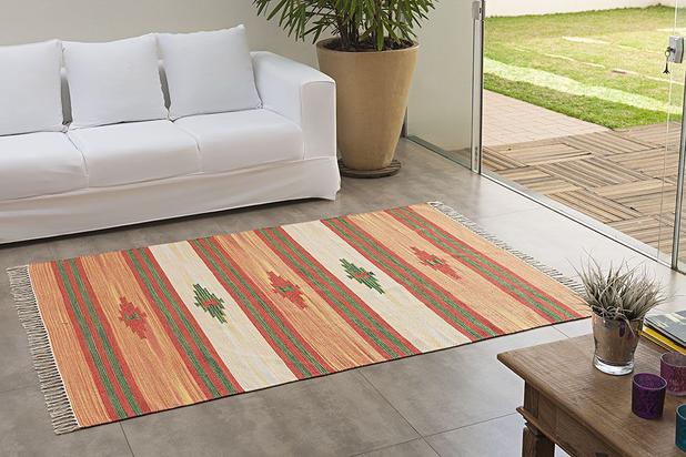 Tapete Kilim - 1,00m x 1,40m - 100 Algodão - Desenho 002 - Niazitex Menor preço em Tapete Kilim - 1,00m x 1,40m - 100 Algodão - Desenho 002 - Niazitex