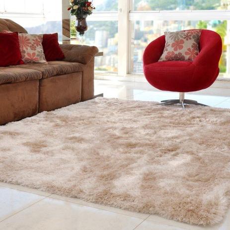 Tapete Muito Peludo Luxo 2.00x2.40 Bege com Branco Ocean - Matrix Menor preço em Tapete Muito Peludo Luxo 2.00x2.40 Bege com Branco Ocean - Matrix